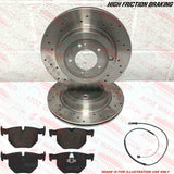 FOR BMW X5 30d M SPORT REAR DRILLED BRAKE DISCS PLATINUM BRAKE PADS SENSOR 320mm