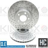 FOR BMW X5 40d M SPORT F15 FRONT CROSS DRILLED PERFORMANCE BRAKE DISCS 348mm