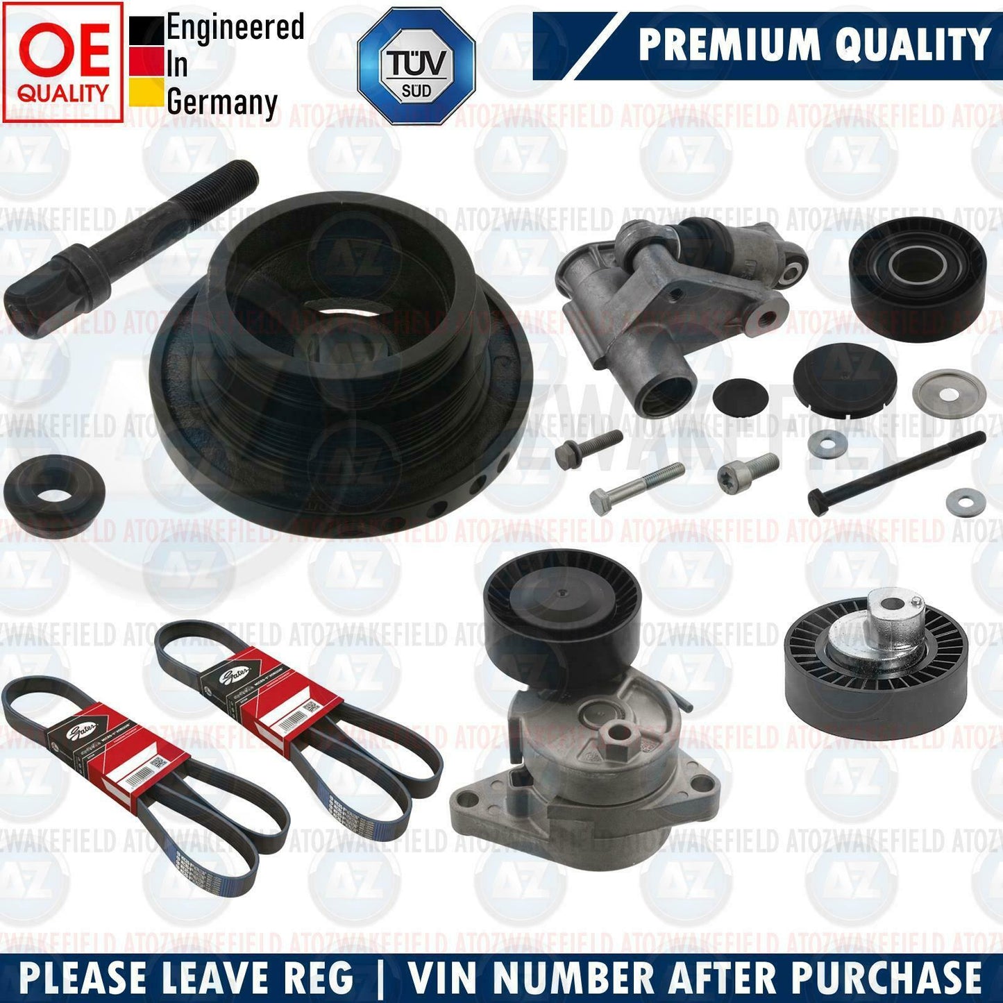 FOR BMW X5 E53 3.0i CRANK SHAFT PULLEY AUXILIARY DRIVE FAN BELT TENSIONERS KIT