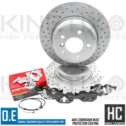 FIT BMW X5 X6 F15 F16 M SPORT REAR DRILLED BRAKE DISCS MINTEX PADS SENSOR 320mm
