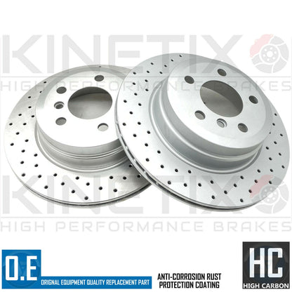FIT BMW X5 X6 F15 F16 M SPORT REAR DRILLED BRAKE DISCS MINTEX PADS SENSOR 320mm