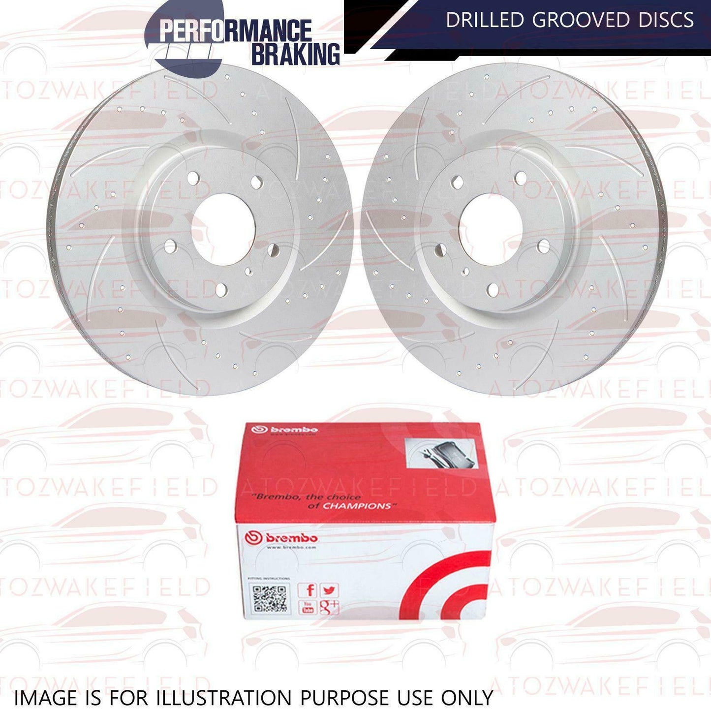 FOR CLIO SPORT 172 182 FRONT DRILLED GROOVED PERFORMANCE BRAKE DISCS BREMBO PADS