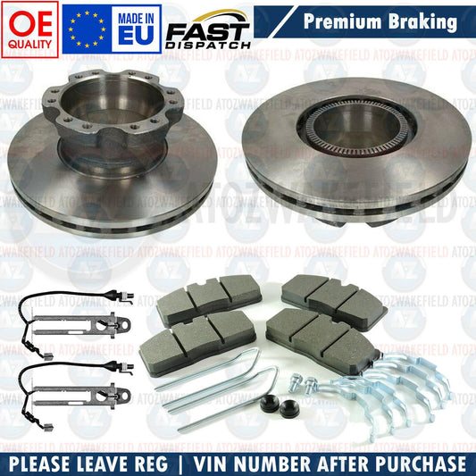 FOR DAF LF 45 LF45 7.5 TON 01-05 REAR BRAKE DISCS PADS KIT & WEAR SENSORS 330mm