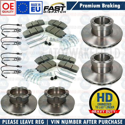 FOR DAF LF 45 LF45 7.5 TON 01-05 FRONT REAR BRAKE DISCS PADS WEAR WIRE SENSORS