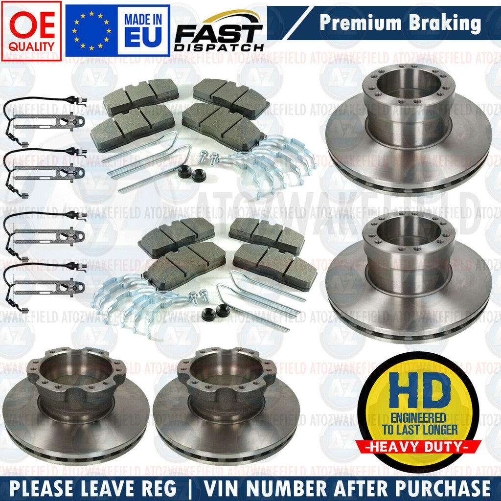 FOR DAF LF 45 LF45 7.5 TON 2001-2005 FRONT REAR BRAKE DISCS SET PADS KIT SENSORS