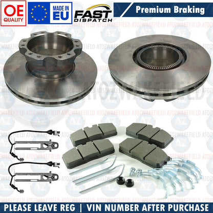 FOR DAF LF 45 LF45 7.5 TON 2001-2005 FRONT REAR BRAKE DISCS SET PADS KIT SENSORS