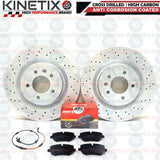 FOR RANGE ROVER SPORT 3.0 SDV6 L494 DRILLED REAR BRAKE DISCS MINTEX PADS WIRE