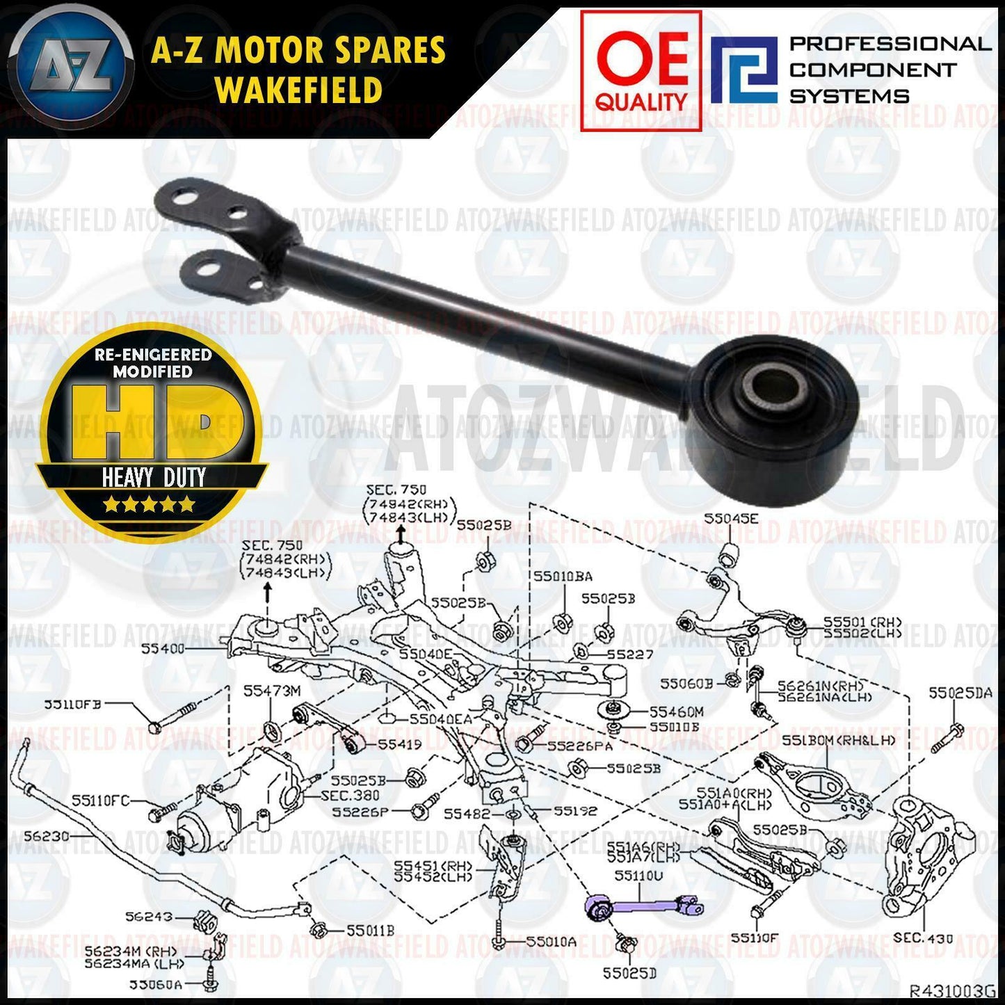 FOR ELGRAND MURANO PATHFINDER QUEST TEANA REAR LOWER SUSPENSION WISHBONE ARM ROD