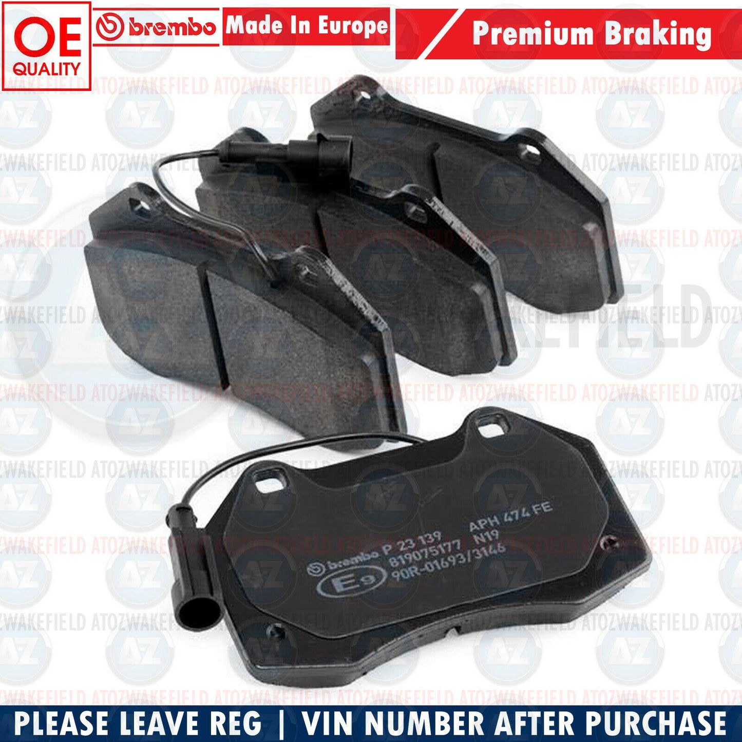 FOR FIAT 500 1.4 ABARTH 2008- FRONT GENUINE BREMBO BRAKE PADS + WEAR SENSOR WIRE