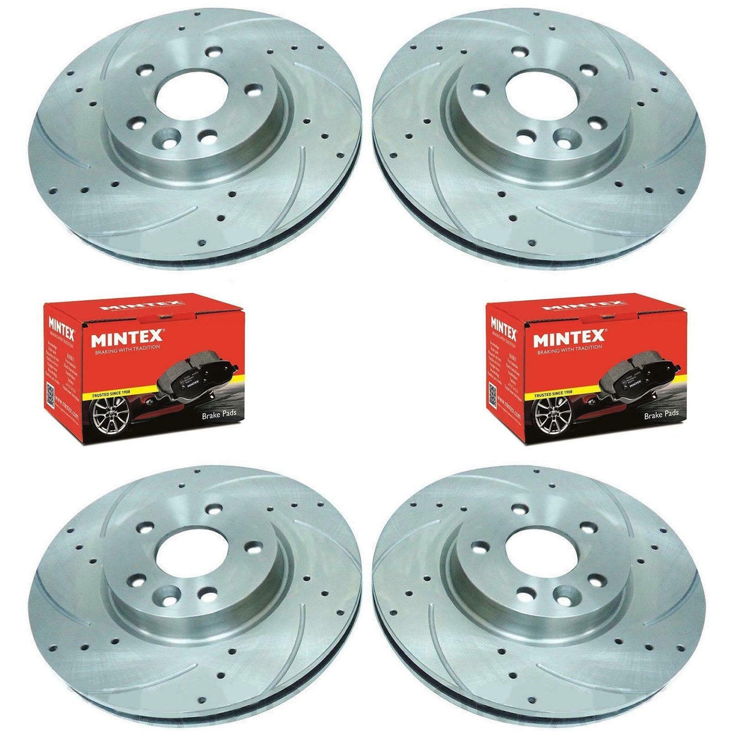 FOR FORD FIESTA 1.6 ST FRONT REAR DRILLED GROOVED BRAKE DISCS MINTEX PADS