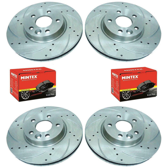 FOR FORD FIESTA 1.6 ST FRONT REAR DRILLED GROOVED BRAKE DISCS MINTEX PADS