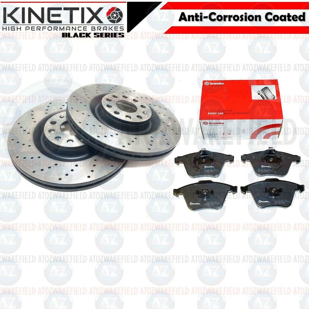 FOR FORD FOCUS ST 2.0 ST225 FRONT CROSS DRILLED BRAKE DISCS BREMBO PADS 320mm