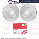 FOR GOLF AUDI TT A3 LEON IBIZA FR DRILLED GROOVED BRAKE DISCS BREMBO PADS 288MM