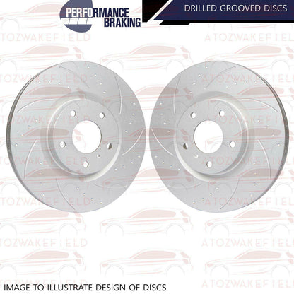 FOR GOLF AUDI TT A3 LEON IBIZA FR DRILLED GROOVED BRAKE DISCS BREMBO PADS 288MM