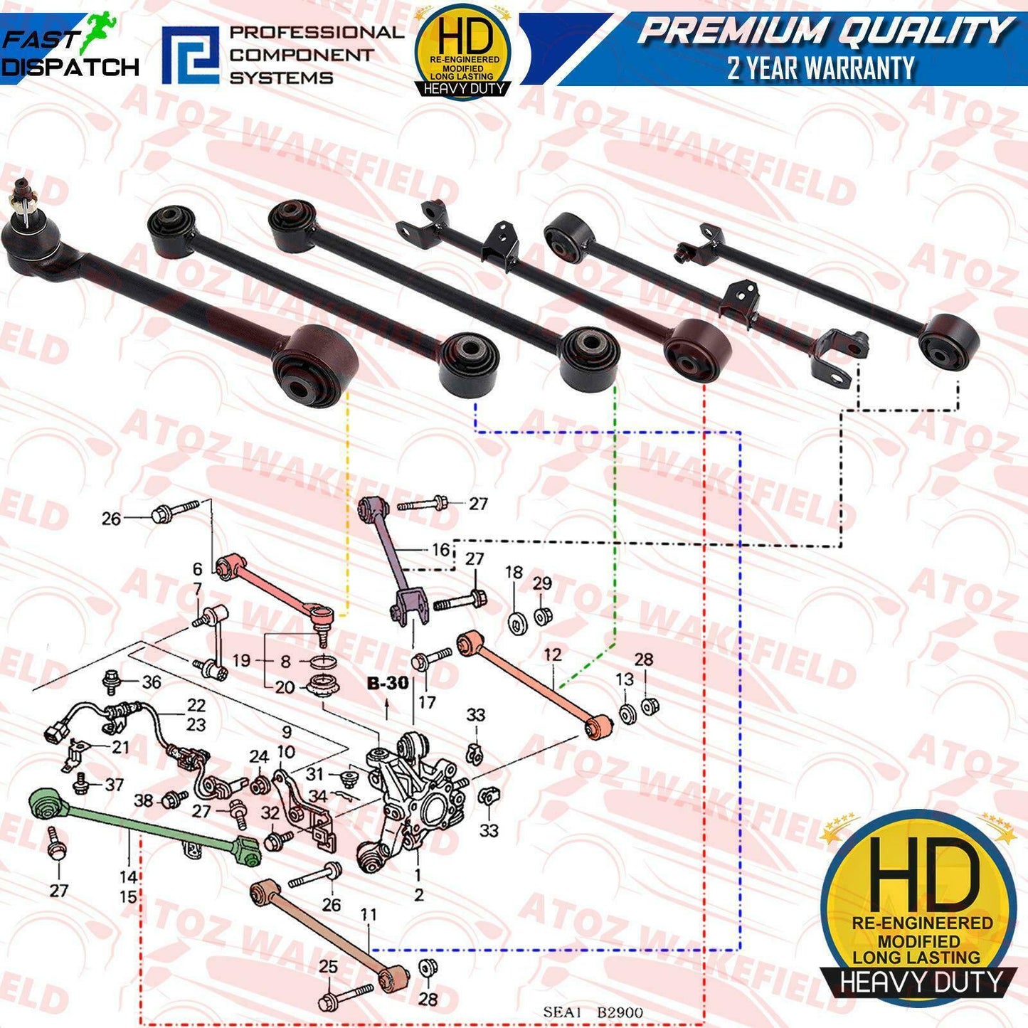 FOR HONDA ACCORD 03-08 REAR UPPER LOWER SUSPENSION WISHBONE TRACK CONTROL ARMS