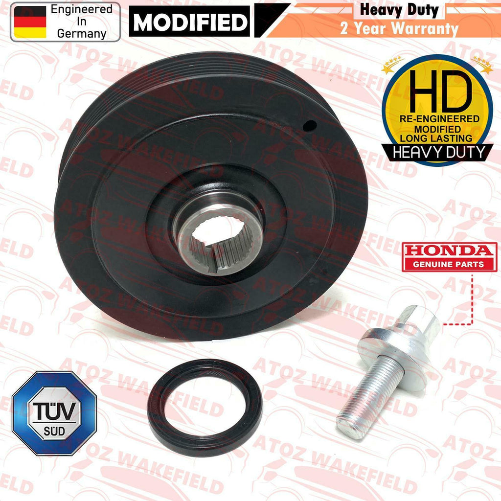 FOR HONDA ACCORD CIVIC CRV FRV 2.2 CDTi DIESEL CRANK SHAFT PULLEY WITH OIL SEAL