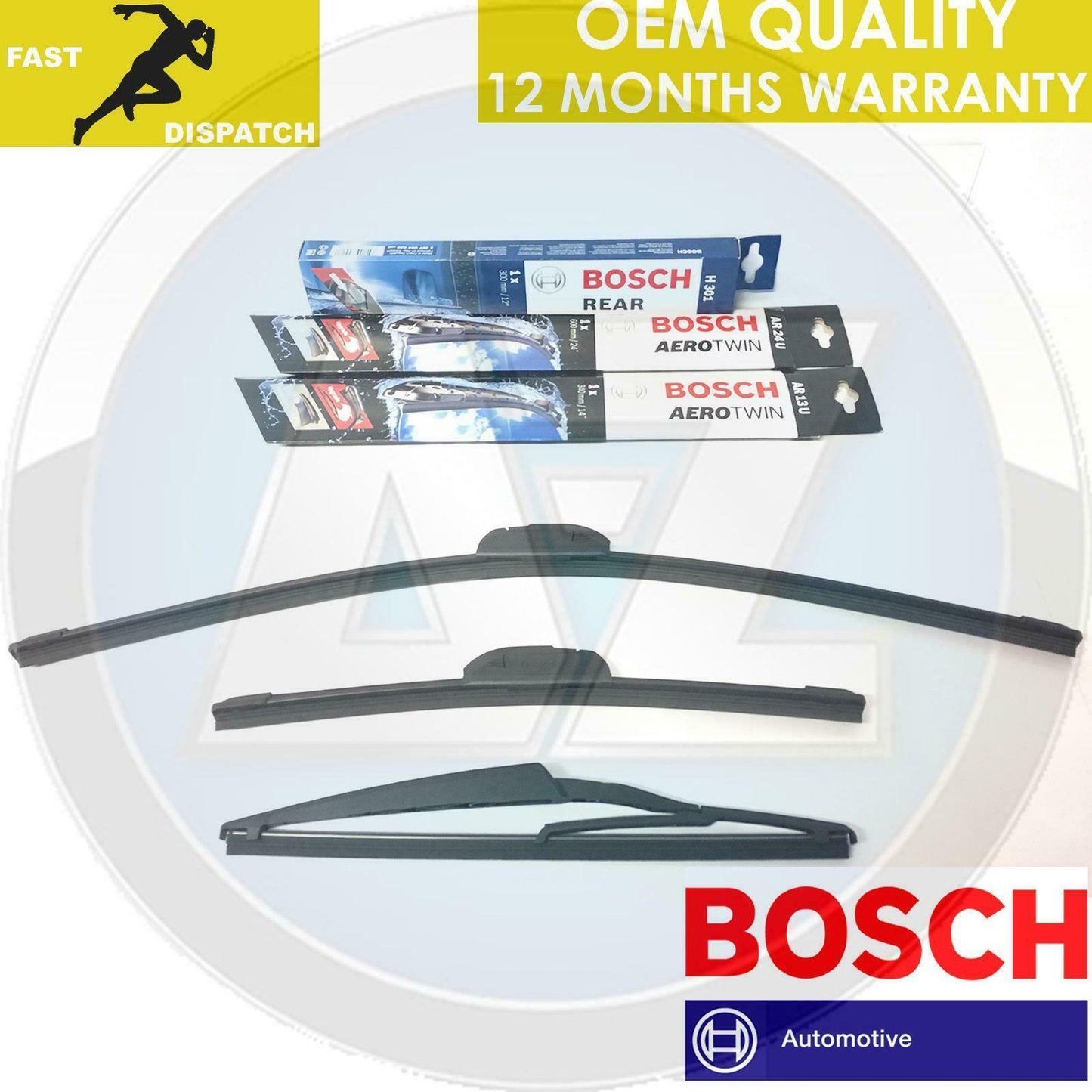 FOR HONDA CIVIC 2.0 TYPE R EP3 FRONT BOSCH AERO FLAT BLADE REAR PLASTIC WIPERS