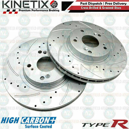 FOR HONDA CIVIC EP3 TYPE-R 2.0 FRONT DRILLED GROOVED BRAKE DISCS SET 2001-2005