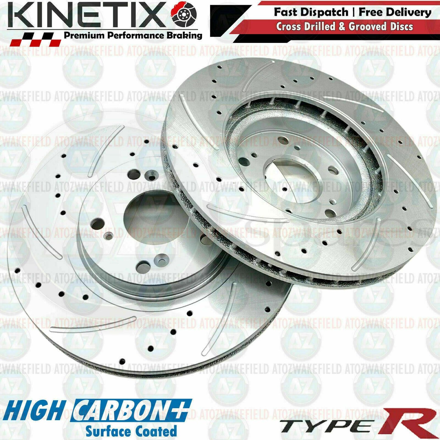 FOR HONDA CIVIC EP3 TYPE-R 2.0 FRONT DRILLED GROOVED BRAKE DISCS SET 2001-2005