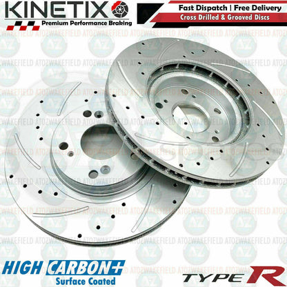 FOR HONDA CIVIC EP3 TYPE-R 2.0 FRONT DRILLED GROOVED BRAKE DISCS SET 2001-2005