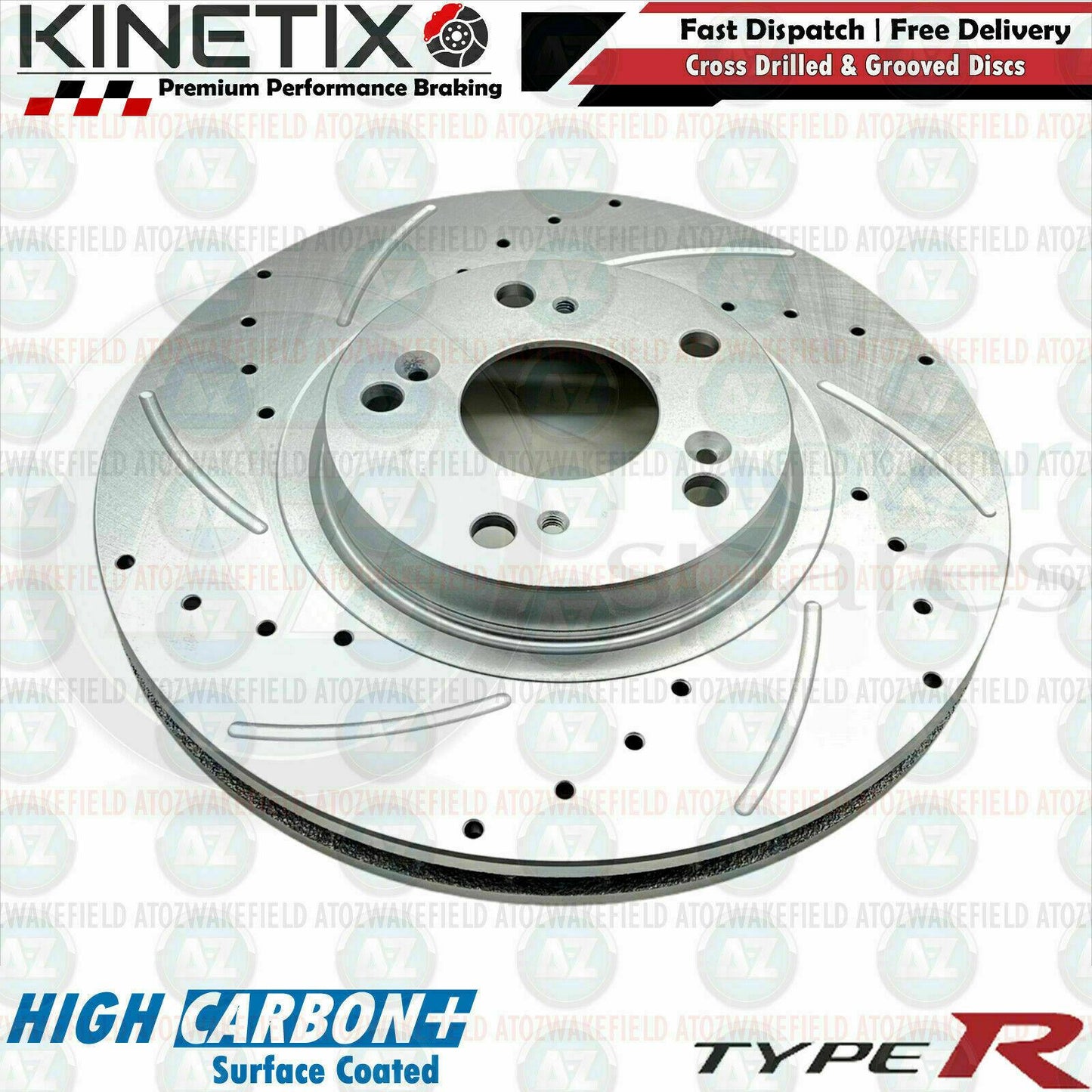 FOR HONDA CIVIC EP3 TYPE-R 2.0 FRONT DRILLED GROOVED BRAKE DISCS SET 2001-2005