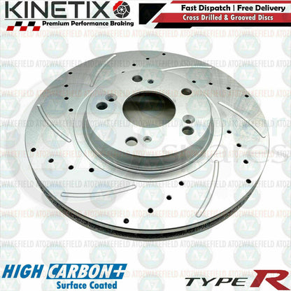 FOR HONDA CIVIC EP3 TYPE-R 2.0 FRONT DRILLED GROOVED BRAKE DISCS SET 2001-2005