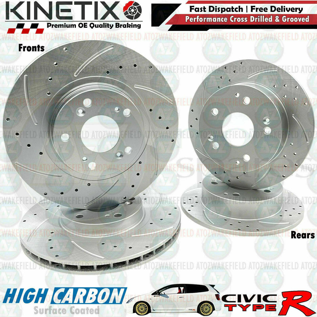FOR HONDA CIVIC TYPE-R EP3 FRONT REAR DRILLED GROOVED BRAKE DISCS 300mm 260mm