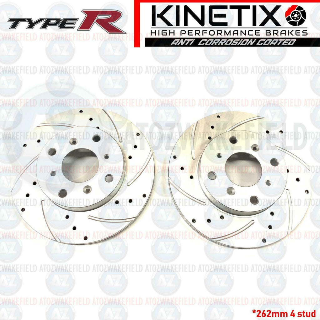 FOR HONDA INTEGRA TYPE R DC2 FRONT DRILLED & GROOVED BRAKE DISCS 262mm (4 STUD)