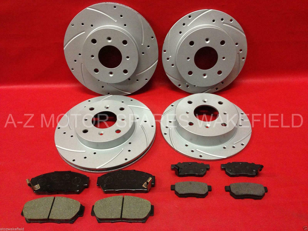 FOR HONDA INTEGRA TYPE R DC2 FRONT REAR GROOVED BRAKE DISCS BLUEPRINT PADS