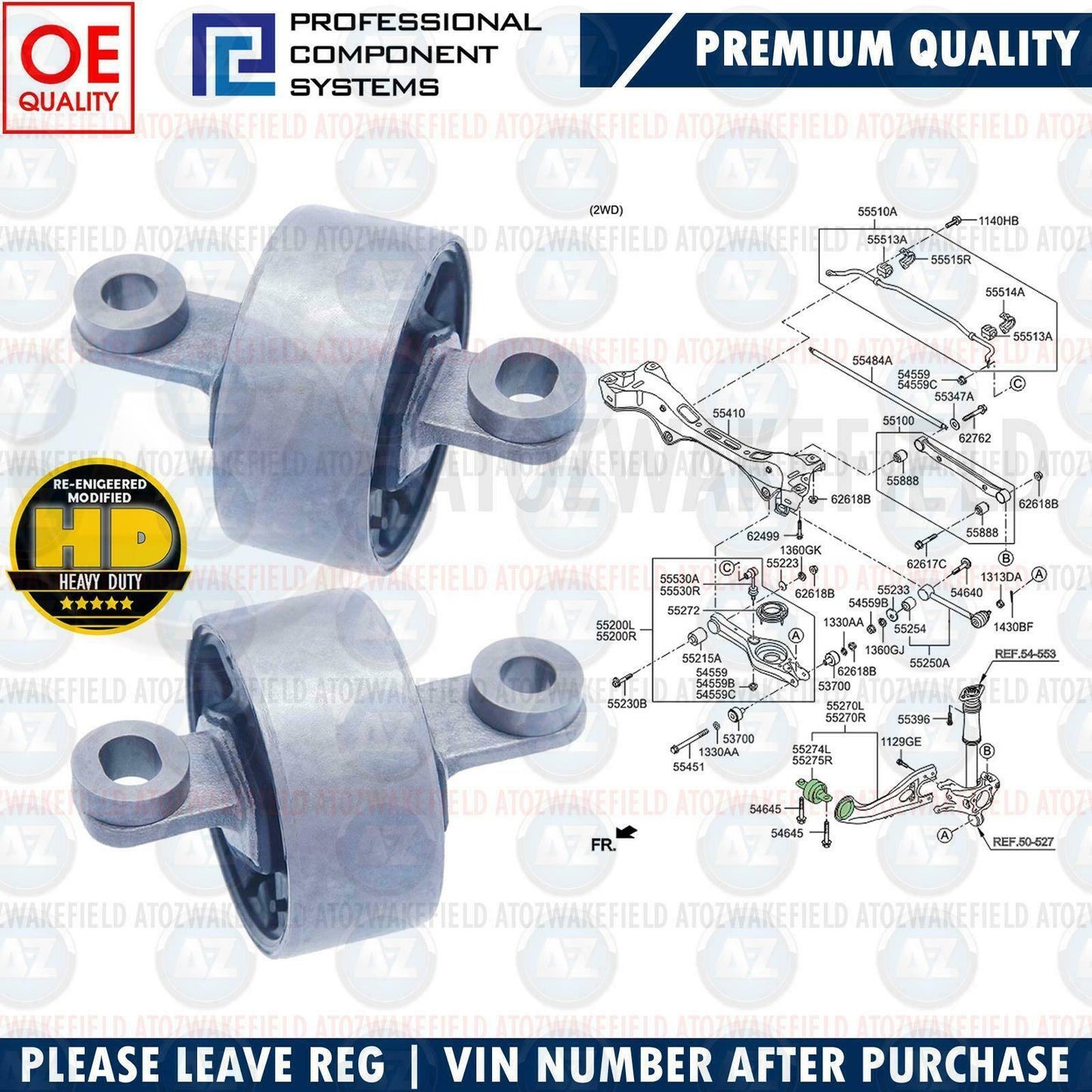 FOR HYUNDAI TUCSON IX35 KIA SPORTAGE REAR UPPER TRAILING ARM BUSHES LEFT RIGHT