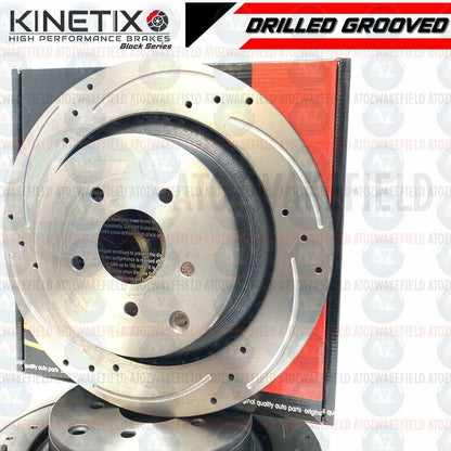 FOR INFINITI Q50 SPORT 3.5 FRONT CROSS DRILLED GROOVED BRAKE DISCS PADS 354mm