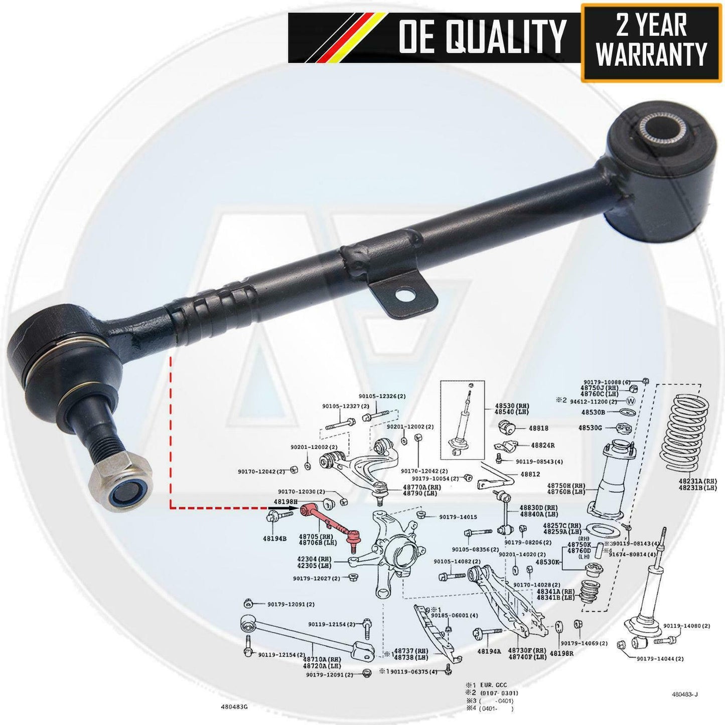 FOR LEXUS IS200 IS300 REAR UPPER LATERAL SUSPENSION TRACK CONTROL ARM ROD JOINT