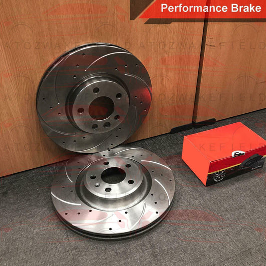 FOR JAGUAR XF 3.0d V6 FRONT DRILLED GROOVED BRAKE DISCS MINTEX PADS 326mm