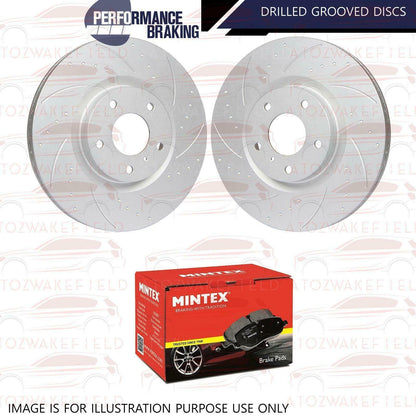 FOR JAGUAR XF 3.0d V6 FRONT DRILLED GROOVED BRAKE DISCS MINTEX PADS 326mm