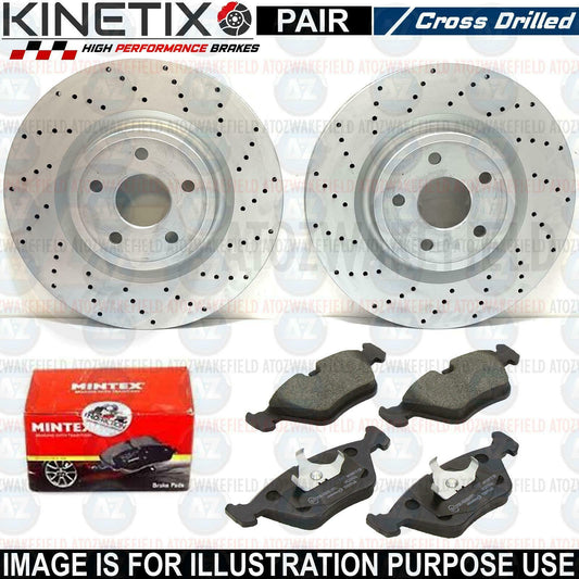 FOR JAGUAR XK8 XK 8 FRONT DRILLED PERFORMANCE BRAKE DISCS MINTEX PADS 325MM