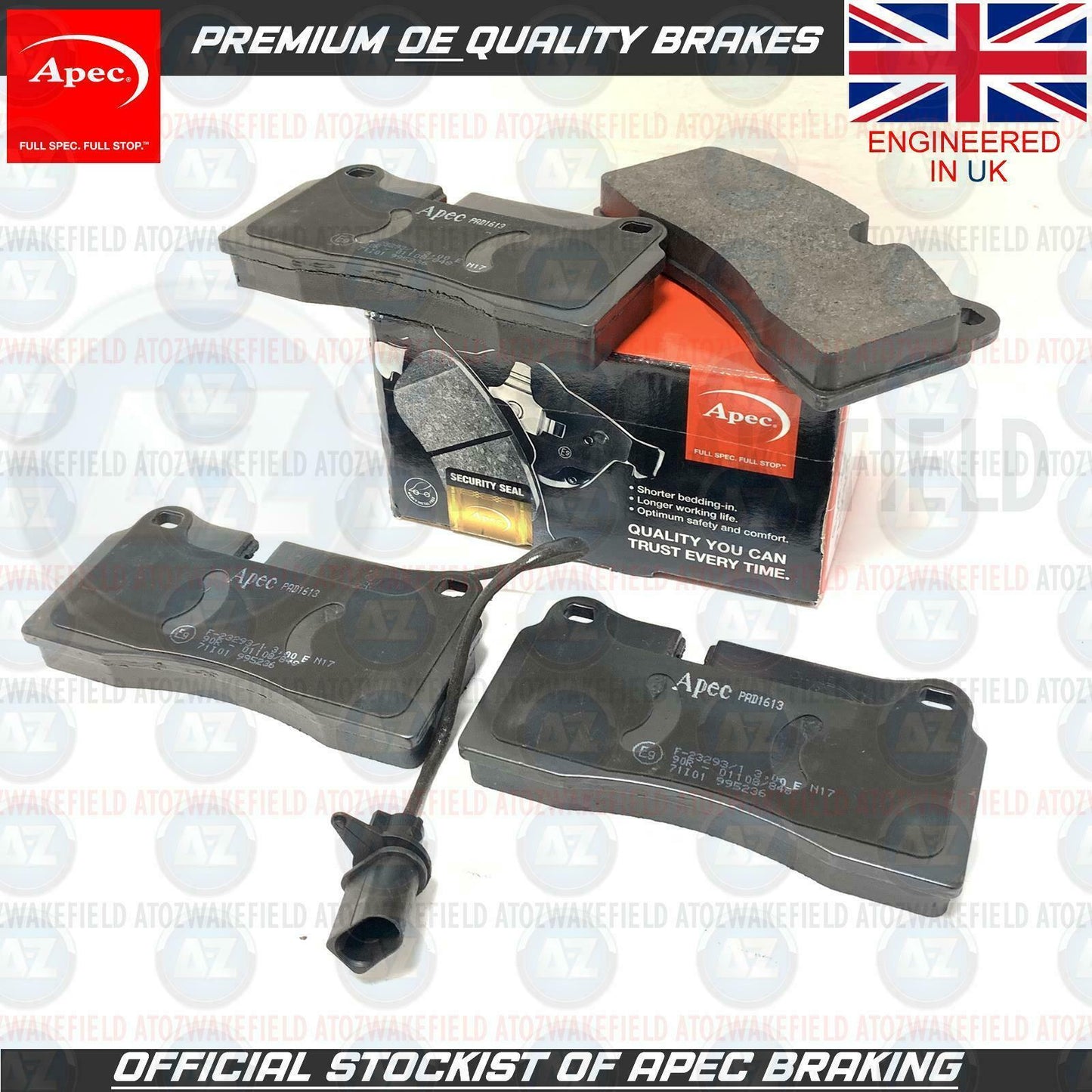 FOR LAMBORGHINI GALLARDO REAR APEC BRAKING BRAKE PADS WIRE SENSOR 2003-2014