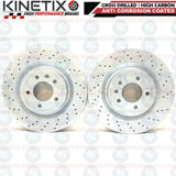 FOR RANGE ROVER SPORT 3.0 SDV6 L494 DRILLED REAR BRAKE DISCS MINTEX PADS WIRE