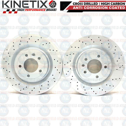 FOR RANGE ROVER 4.4 SDV8 L405 CROSS DRILLED REAR BRAKE DISCS PAIR 350mm