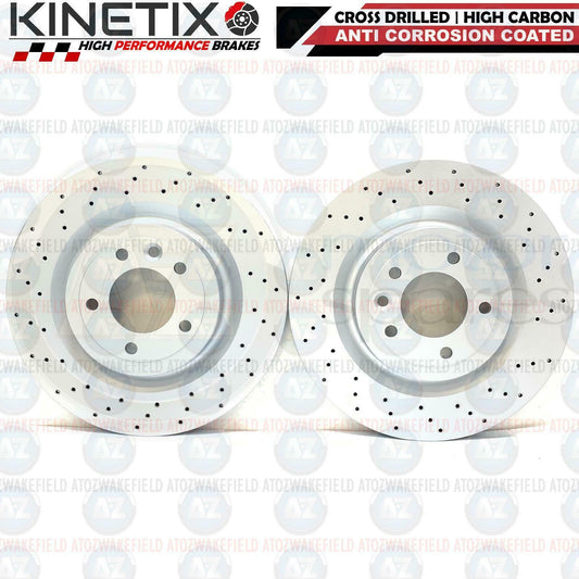 FOR RANGE ROVER 3.0 D300 L405 CROSS DRILLED REAR BRAKE DISCS PAIR 350mm