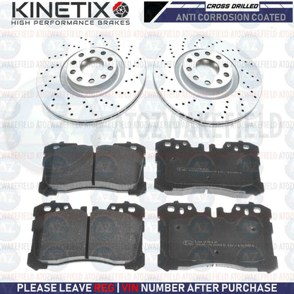 FOR LEXUS LS LS460 LS600h FRONT CROSS DRILLED PERFORMANCE BRAKE DISCS PADS 357mm