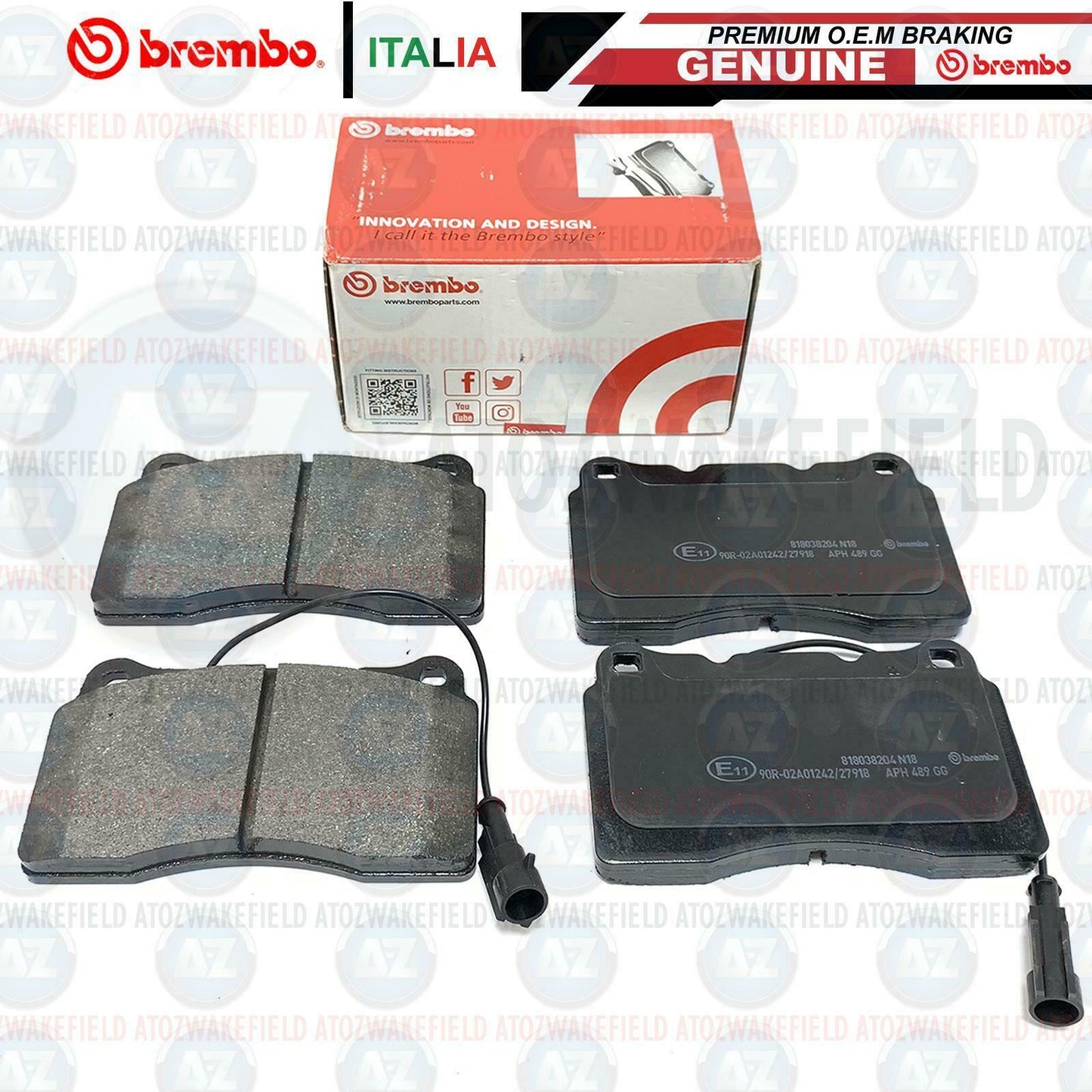 FOR MASERATI GHIBLI 2013- FRONT GENUINE BREMBO BRAKE PADS WIRE SENSOR (BREMBO)