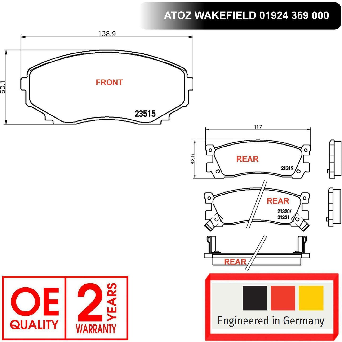FOR MAZDA BONGO 2.0 2.5TD 4WD FRONT REAR BRAKE PADS SET MINTEX