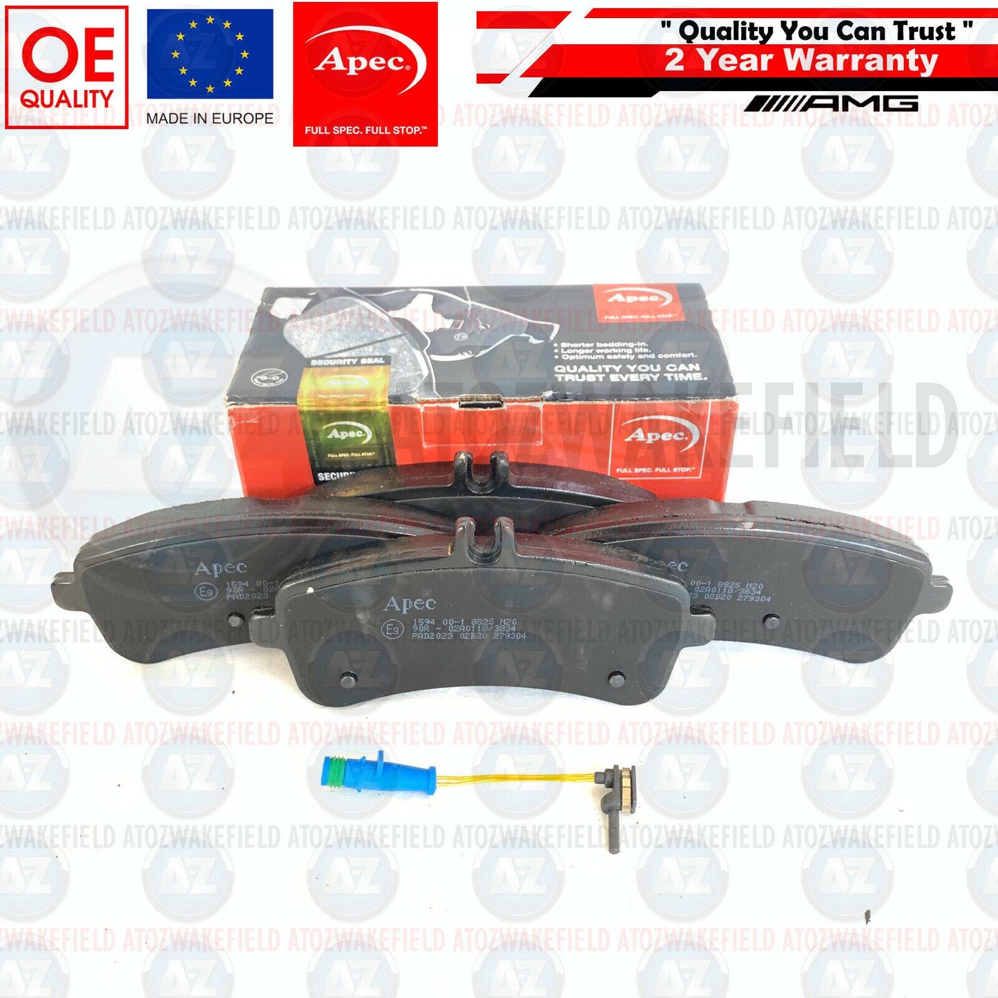 FOR MERCEDES AMG C63 C63S FRONT REAR APEC PREMIUM BRAKE PADS WEAR WIRE SENSORS