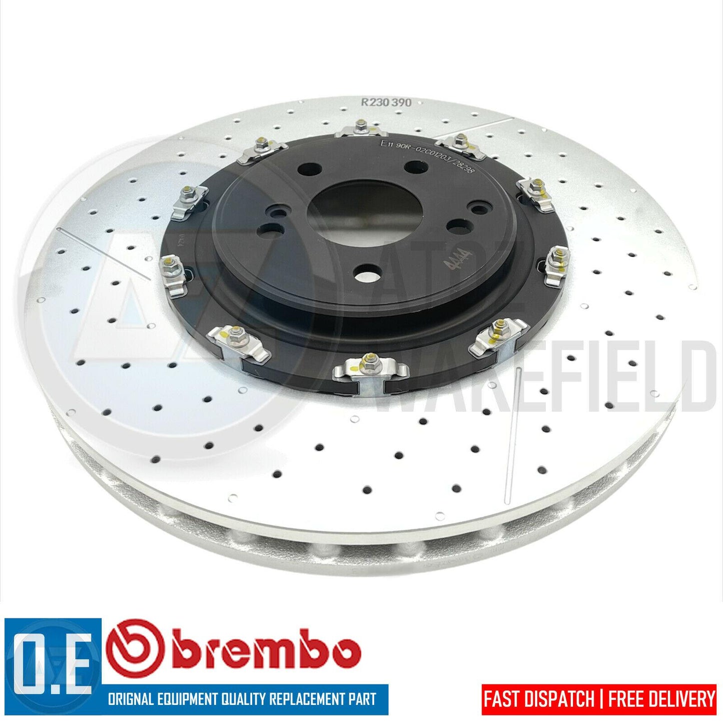 FOR MERCEDES C63 C63 S AMG FRONT BREMBO TWO-PIECE FLOATING BRAKE DISCS 390mm