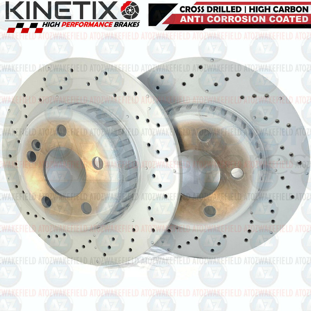 FOR MERCEDES C/E CLASS AMG REAR CROSS DRILLED BRAKE DISCS PAIR *SOLIDS* 300mm