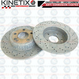 FOR MERCEDES C/E CLASS AMG REAR CROSS DRILLED BRAKE DISCS PAIR *SOLIDS* 300mm