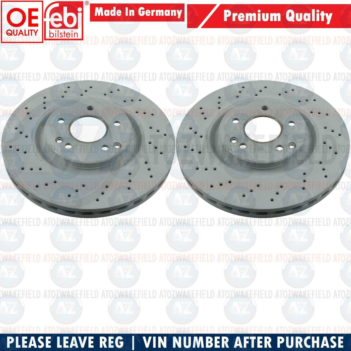 FOR MERCEDES C CLASS C280 AMG SPORT FRONT DRILLED BRAKE DISCS 330mm FEBI GERMANY