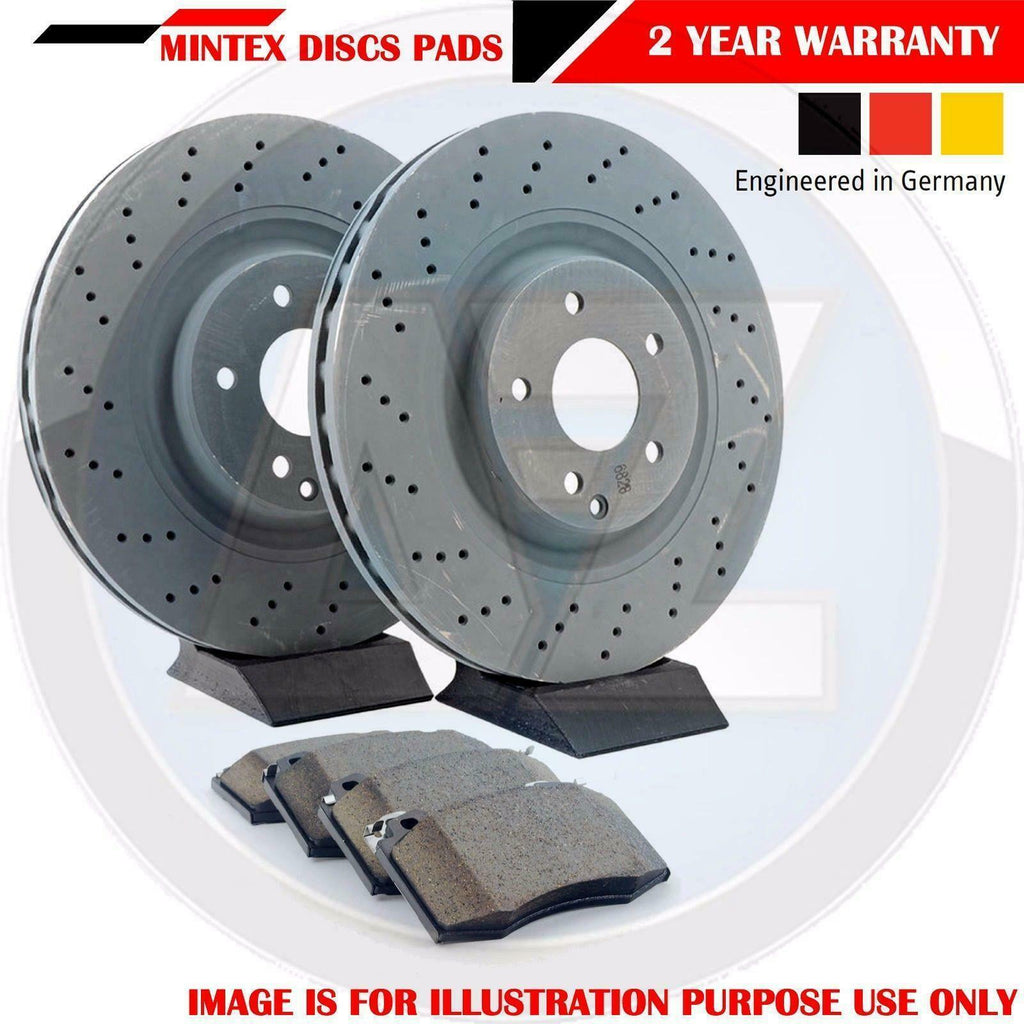 FOR MERCEDES C220 CDi AMG FRONT CROSS DRILLED MINTEX BRAKE DISCS PADS KIT 295mm
