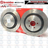 FOR MERCEDES C63 REAR DRILLED GROOVED BREMBO BRAKE DISCS APEC PADS SENSORS