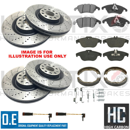 FOR MERCEDES C/E CLASS FRONT REAR BRAKE DISCS PADS HAND BRAKE SHOES WIRE SENSORS